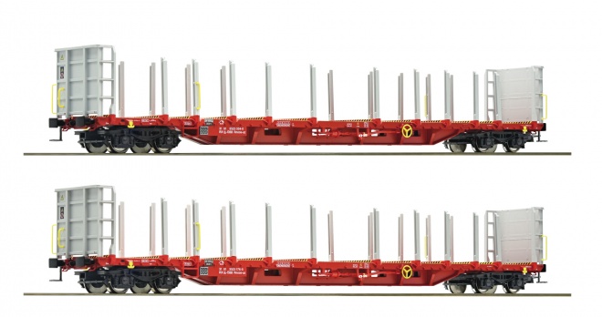 Set of 2 cars for timber transport<br /><a href='images/pictures/Roco/Roco-76141.jpg' target='_blank'>Full size image</a>